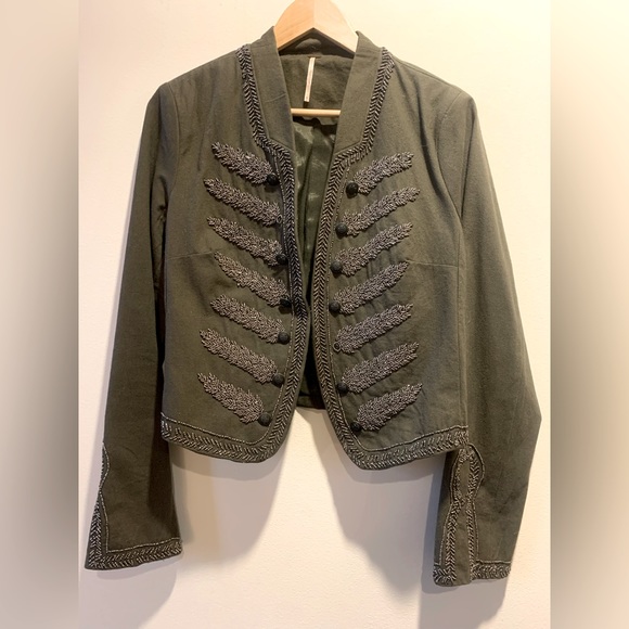 Free People beaded fitted military style jacket. - Picture 1 of 4